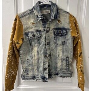 Evolution In Design Boys size M (10-12) Distressed Stretch Jean Jacket Splat